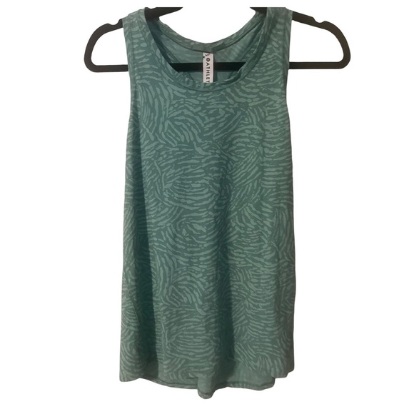 ATHLETA Activewear Workout Tank Top Green Print Razor Back Tank Top Size Large - Picture 1 of 7